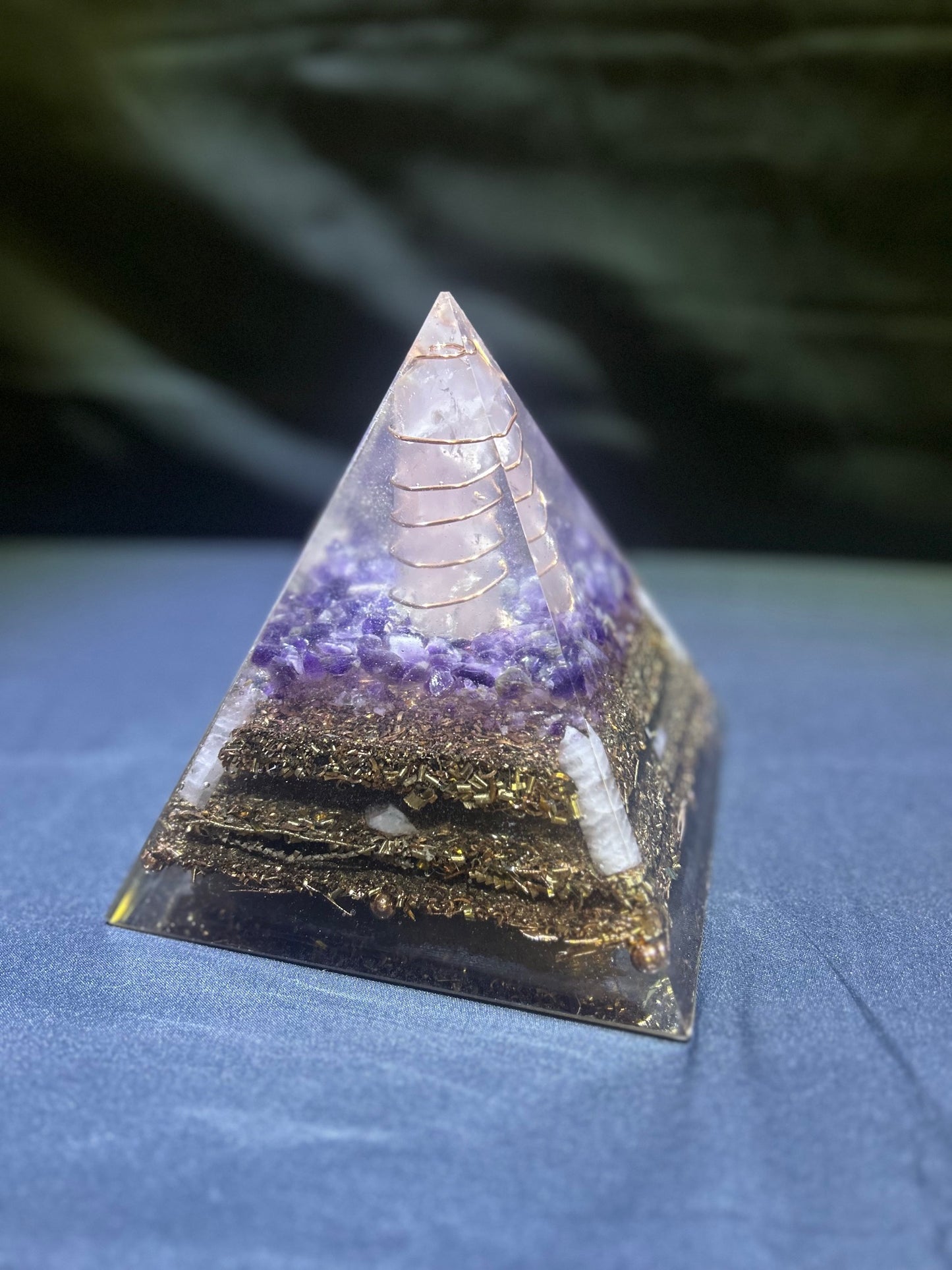 Double Terminator Rose Quartz Copper Coiled Tower Pyramid