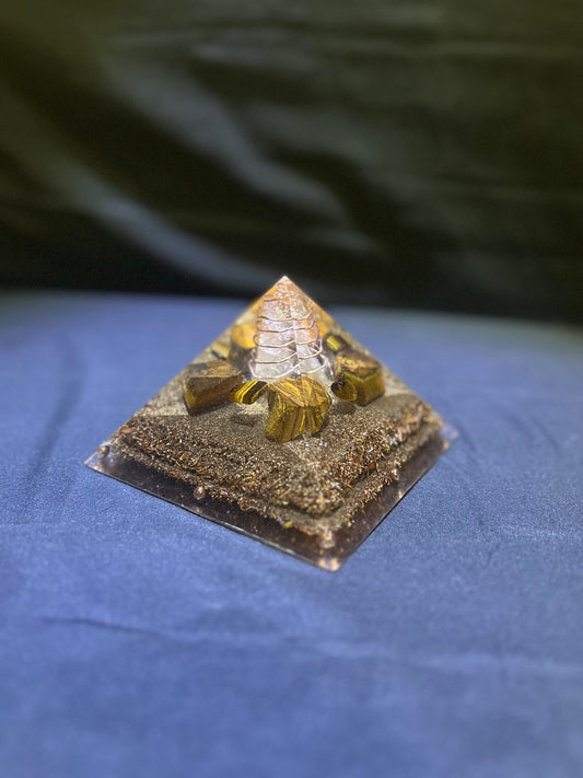 Clear Quartz Copper Coil Tower Pyramid
